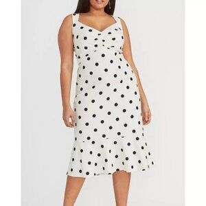 RACHEL Rachel Roy Crepe Back Scuba Polka Dot Midi Dress Size M